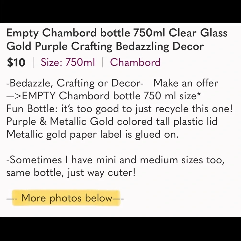 750ml size Bar Decor Crafting Blingy Glass Globe Chambord Bottle Purple Bedazzle - Picture 5 of 10